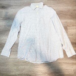 Michael Kors Men's 16 1/2 34/35 Blue Check Long Sleeve Slim Fit Dress Shirt